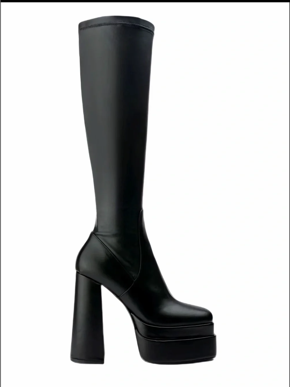 Sleek Black Over-the-Knee Platform Block Heel Boots
